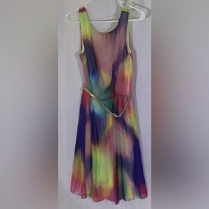 Rainbow Multi Color Ronni Nicole Maxi Dress With Belt
